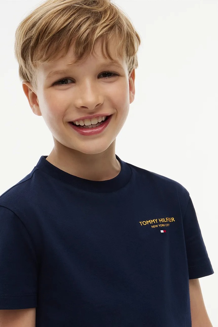 Tommy Hilfiger T-shirt basic dziecięcy bawełniany KB0KB10646.74.122.9BY2 granatowy