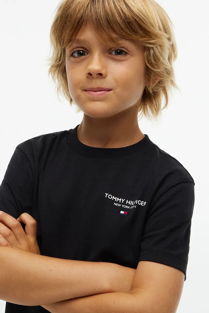 T-shirt basic dziecięcy bawełniany Tommy Hilfiger czarny KB0KB10646.74.122.9BY2