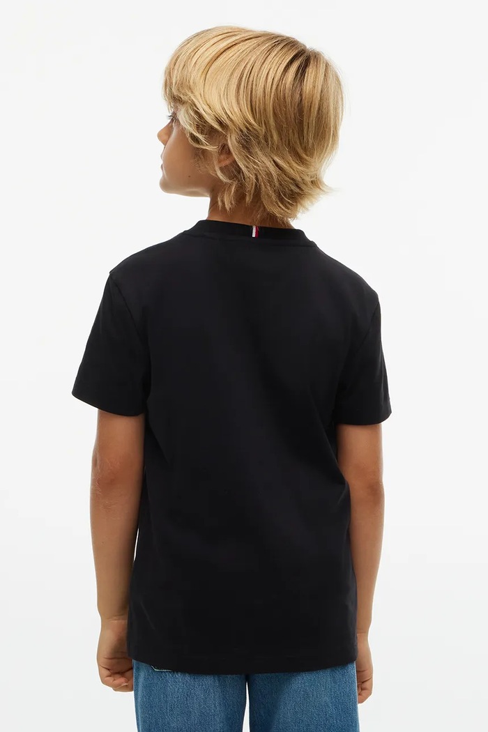 Chłopiec Tommy Hilfiger T-shirt basic dziecięcy bawełniany KB0KB10646.9BY2 czarny