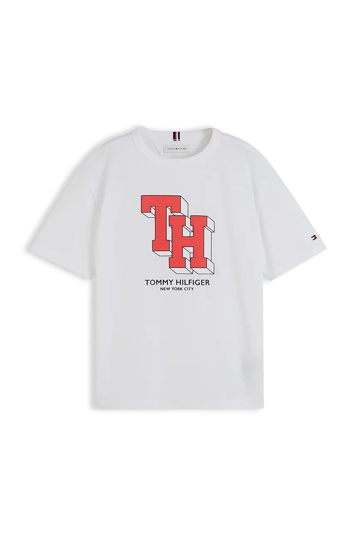 Tommy Hilfiger T-shirt dziecięcy bawełniany KB0KB10712.9BY2 biały AW26