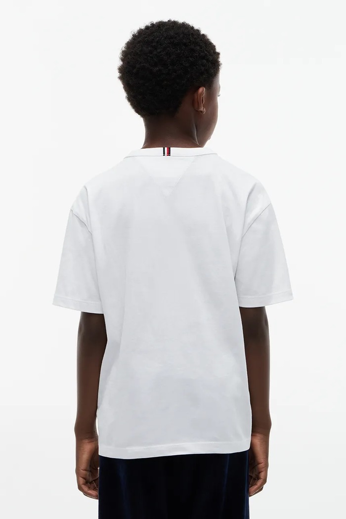 Chłopiec Tommy Hilfiger T-shirt dziecięcy bawełniany KB0KB10712.9BY2 biały