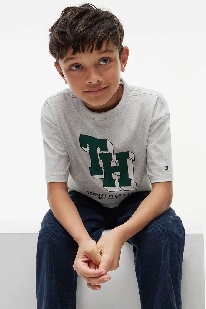 Tommy Hilfiger T-shirt dziecięcy bawełniany KB0KB10712.9BY2 szary