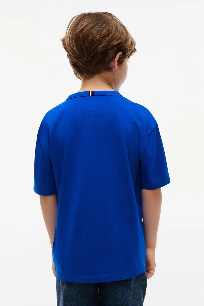 Chłopiec Tommy Hilfiger T-shirt dziecięcy bawełniany KB0KB10712.9BY2 niebieski