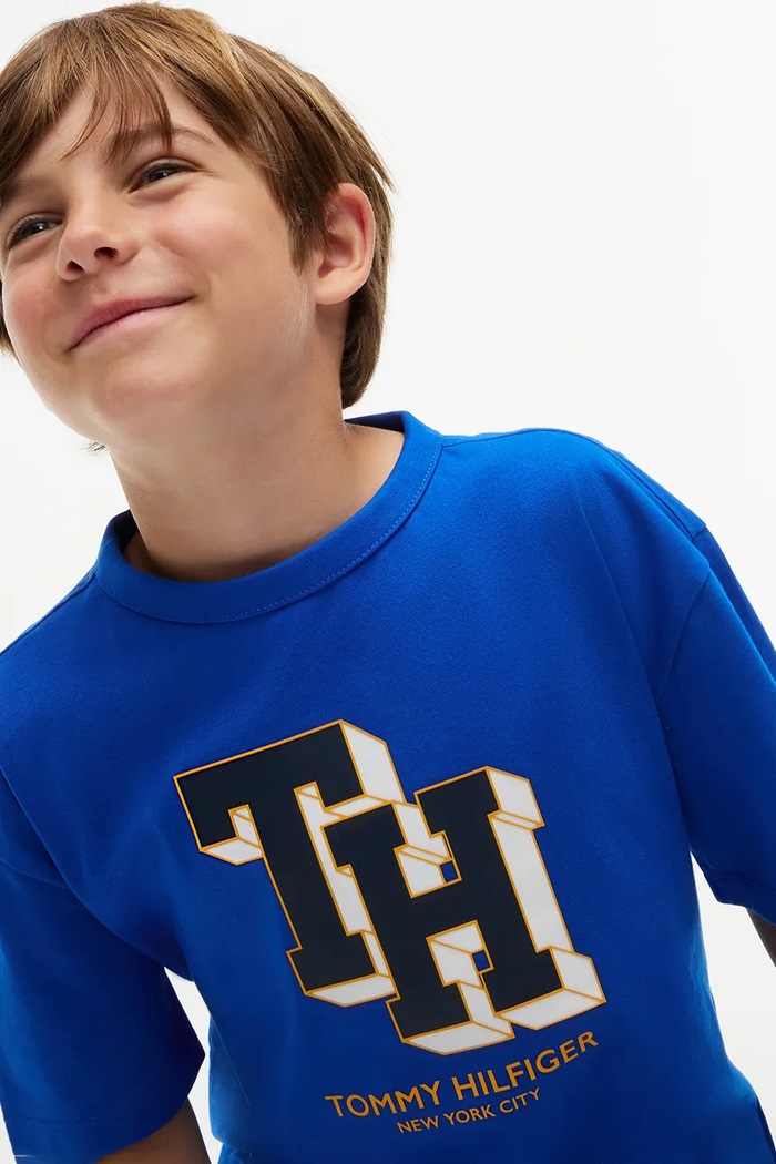 Tommy Hilfiger T-shirt dziecięcy bawełniany KB0KB10712.9BY2 niebieski