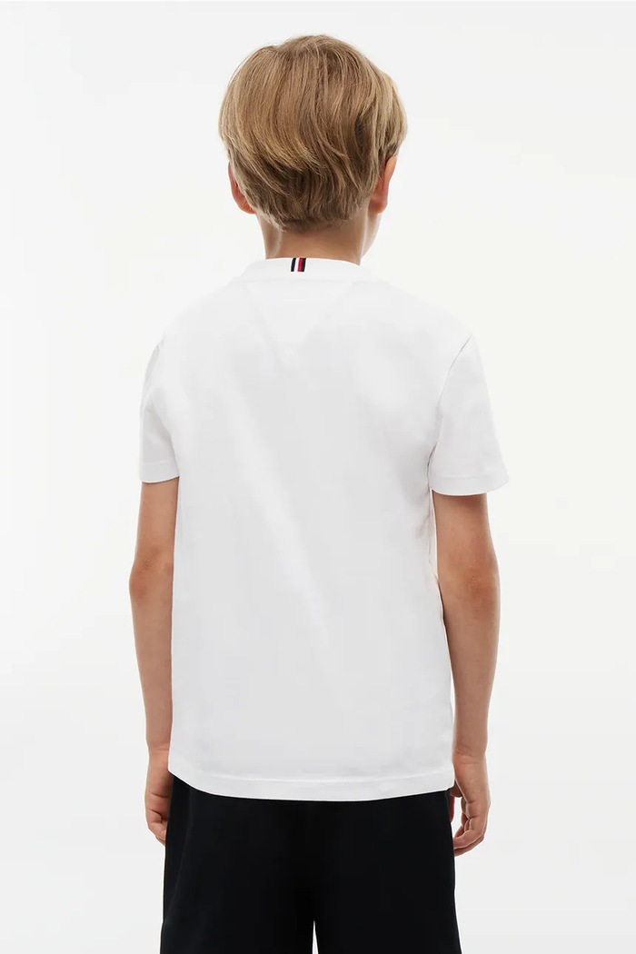 Chłopiec Tommy Hilfiger T-shirt dziecięcy bawełniany KB0KB10769.128.176.9BY2 biały