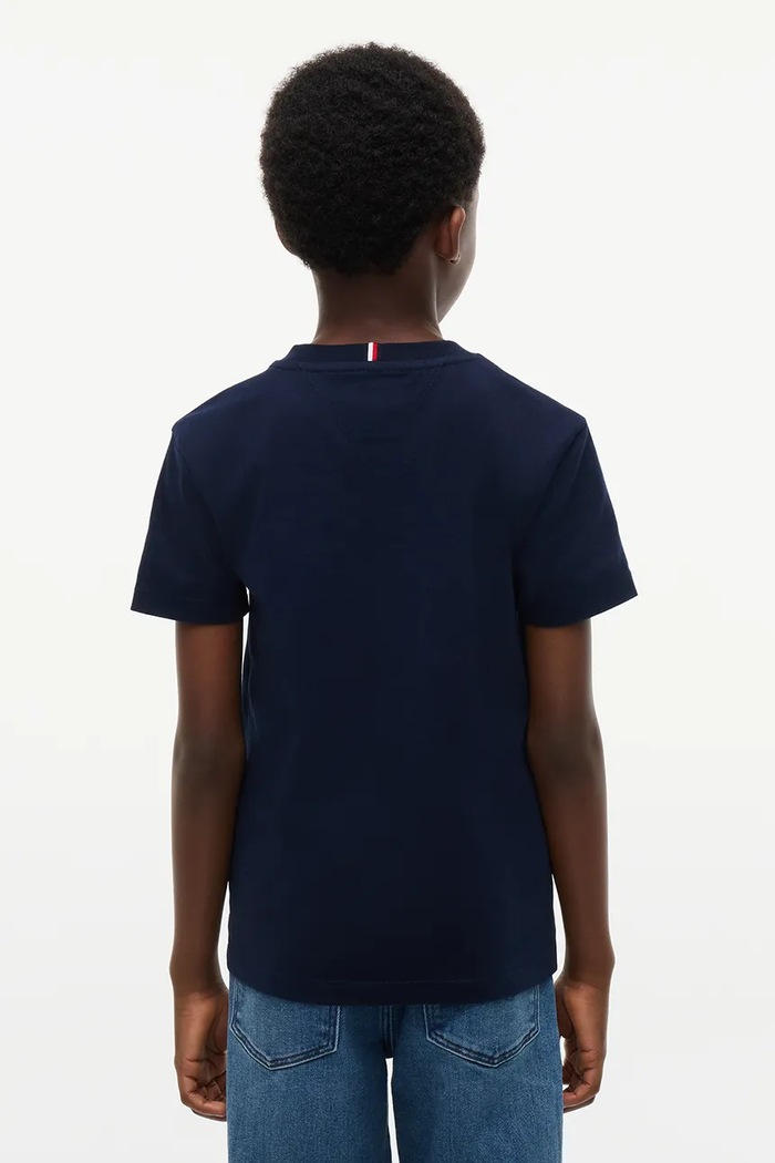 Chłopiec Tommy Hilfiger T-shirt dziecięcy bawełniany KB0KB10769.128.176.9BY2 granatowy
