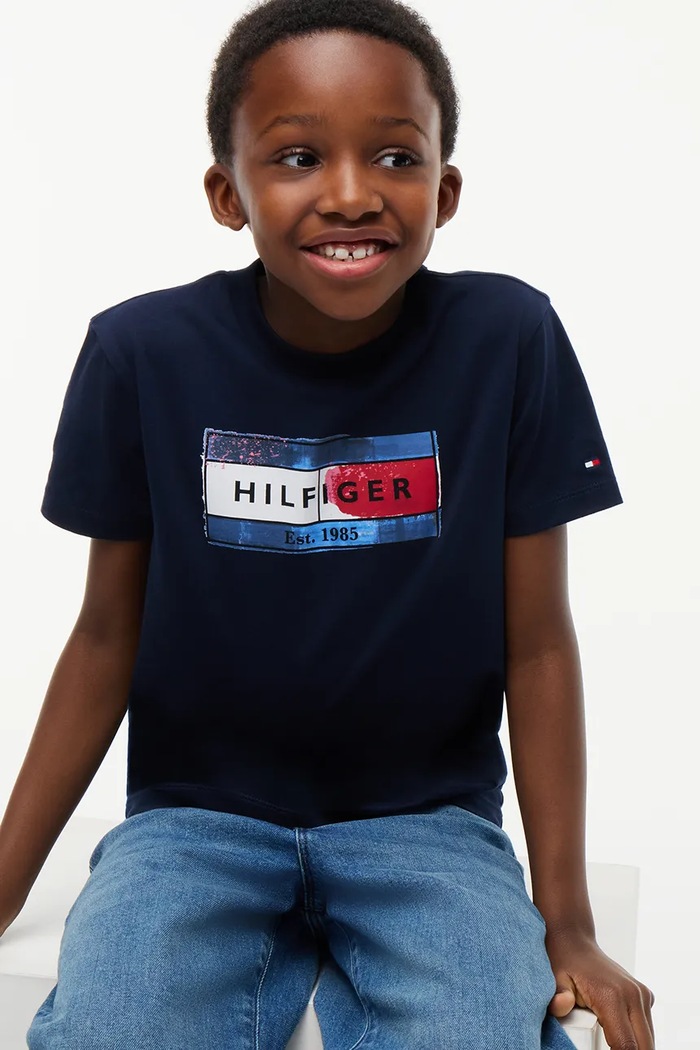 T-shirt dziecięcy bawełniany Tommy Hilfiger granatowy KB0KB10769.128.176.9BY2