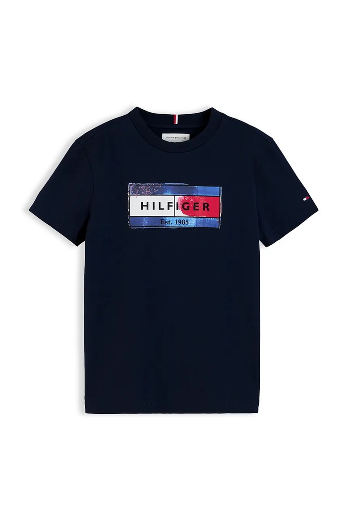 Tommy Hilfiger T-shirt dziecięcy bawełniany KB0KB10769.104.122.9BY2 granatowy AW26