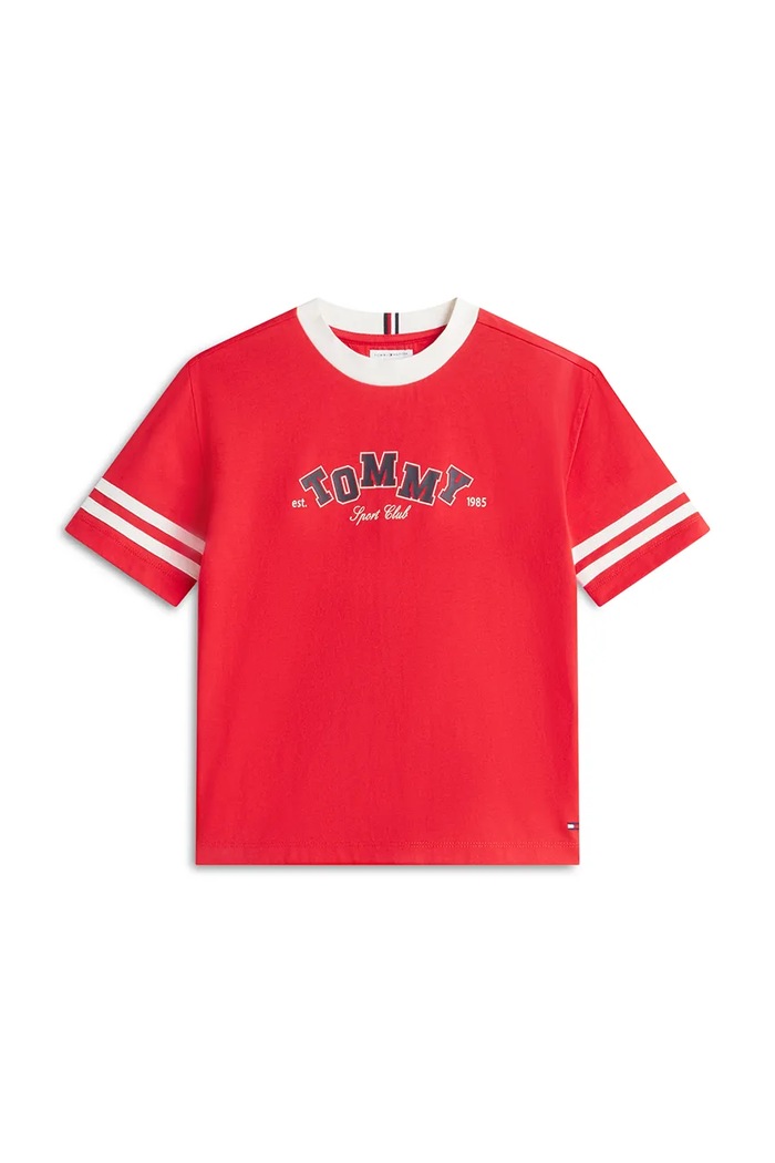 Tommy Hilfiger T-shirt dziecięcy bawełniany czerwony KB0KB10728.9BY2