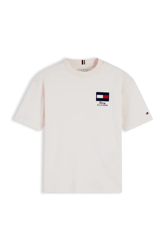 Tommy Hilfiger T-shirt dziecięcy bawełniany z elastanem KB0KB10652.9BY2 beżowy AW26