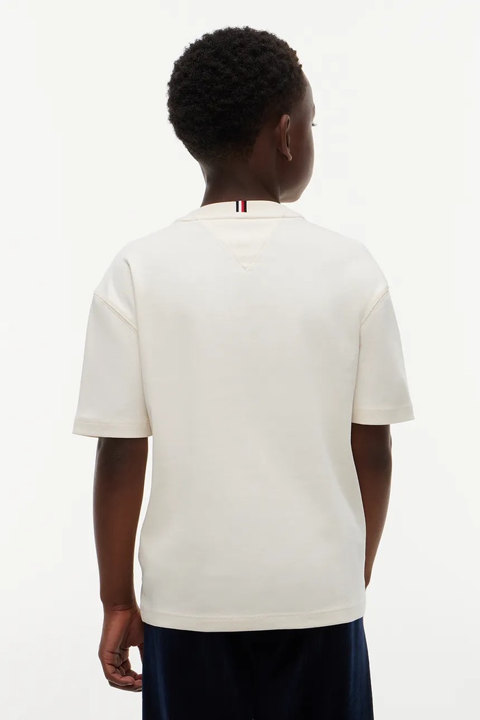 Chłopiec Tommy Hilfiger T-shirt dziecięcy bawełniany z elastanem KB0KB10652.9BY2 beżowy