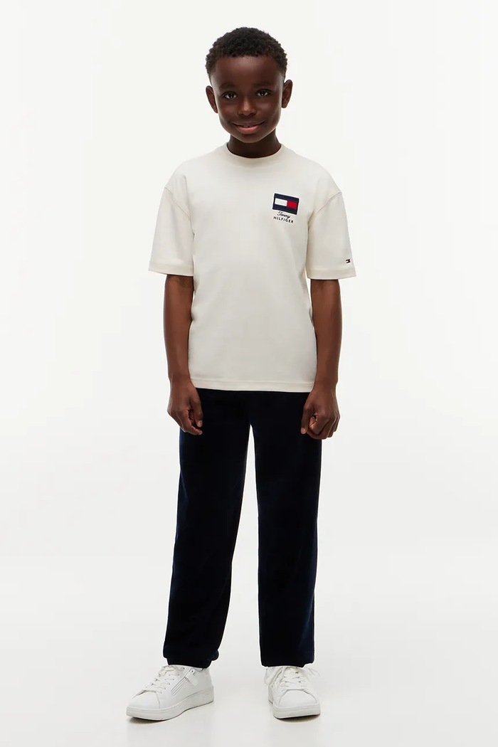 T-shirt dziecięcy bawełniany z elastanem Tommy Hilfiger KB0KB10652.9BY2 beżowy
