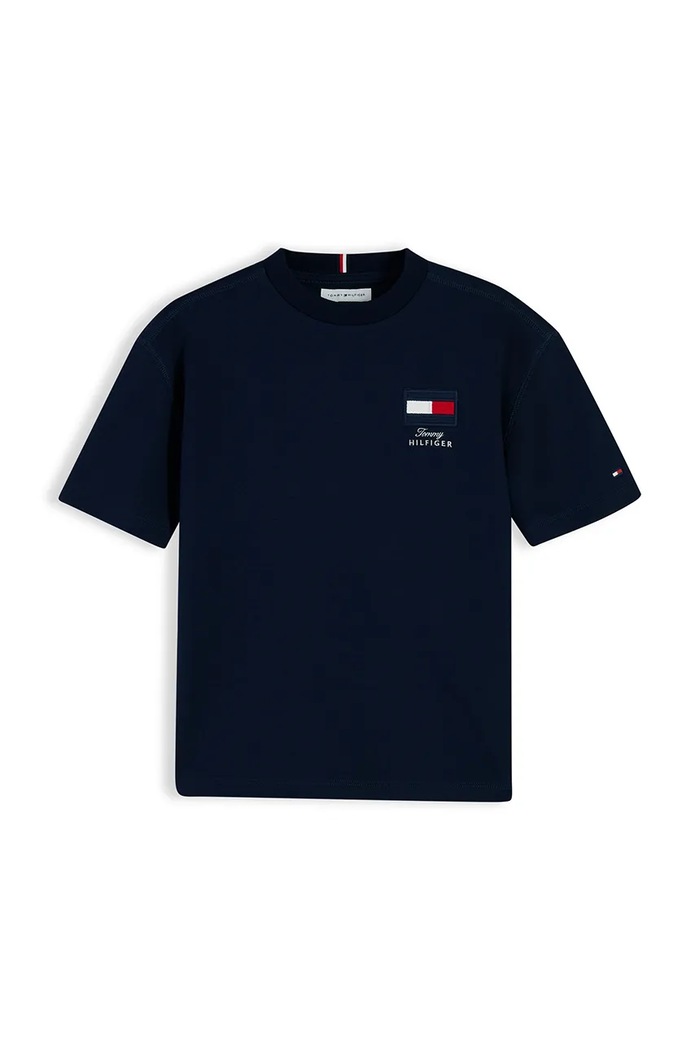 Tommy Hilfiger T-shirt dziecięcy bawełniany z elastanem granatowy KB0KB10652.9BY2
