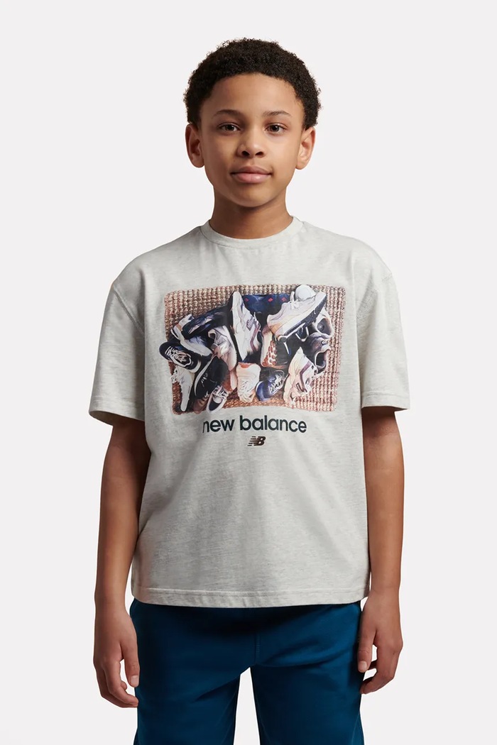 New Balance T-shirt dziecięcy bawełniany biały YT62H1BR