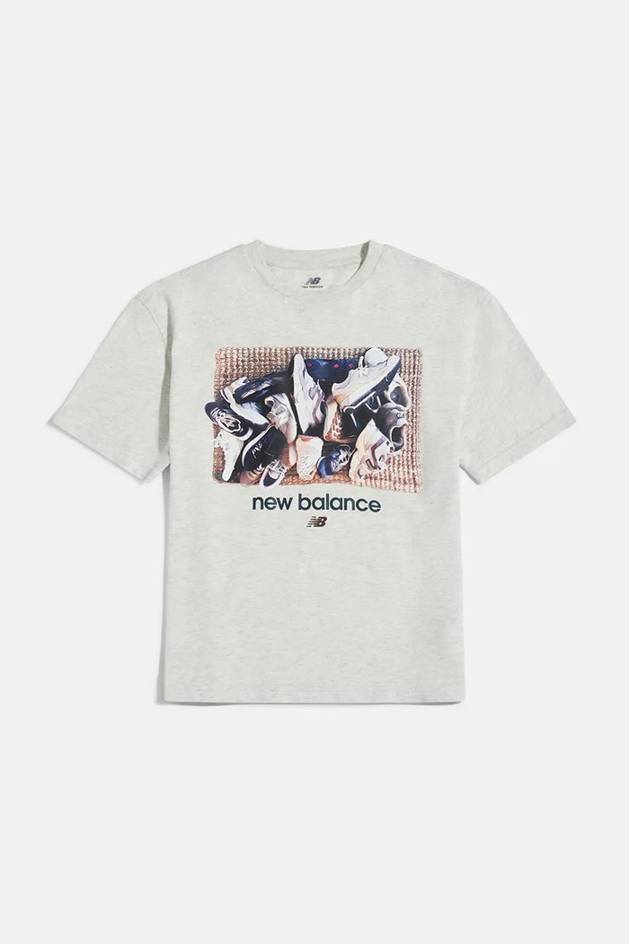 New Balance T-shirt dziecięcy bawełniany YT62H1BR biały AW26