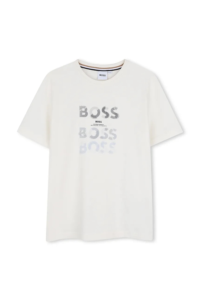 BOSS T-shirt dziecięcy bawełniany z elastanem beżowy J53410.162.174