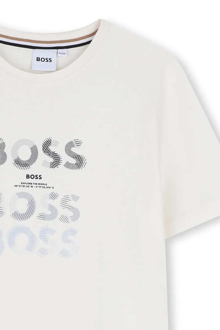 Chłopiec BOSS T-shirt dziecięcy bawełniany z elastanem J53410.162.174 beżowy
