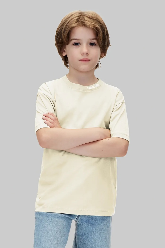 Calvin Klein Jeans T-shirt dziecięcy bawełniany 2-pack LVCKTJI18B.128.170.9BY2 beżowy AW26