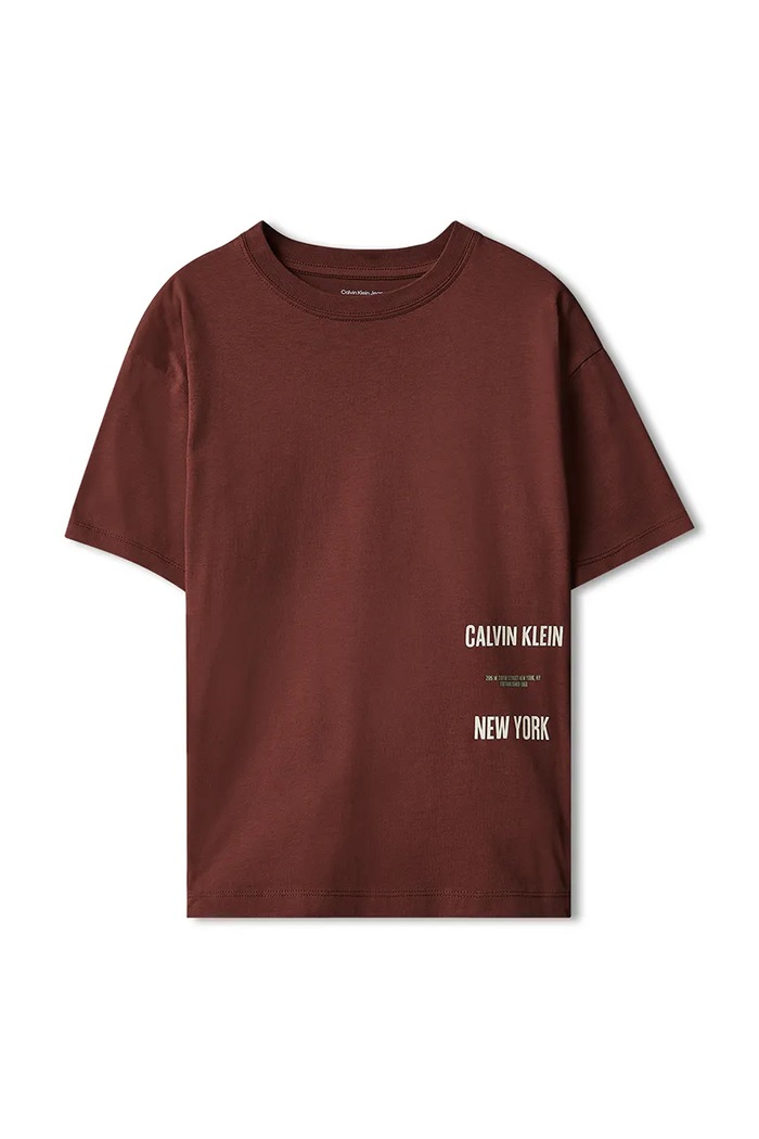 Calvin Klein Jeans T-shirt dziecięcy bawełniany LVCKFJA23B.9BY2 brązowy AW26