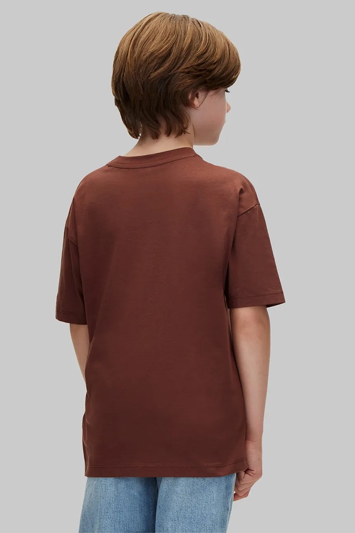 Chłopiec Calvin Klein Jeans T-shirt dziecięcy bawełniany LVCKFJA23B.9BY2 brązowy