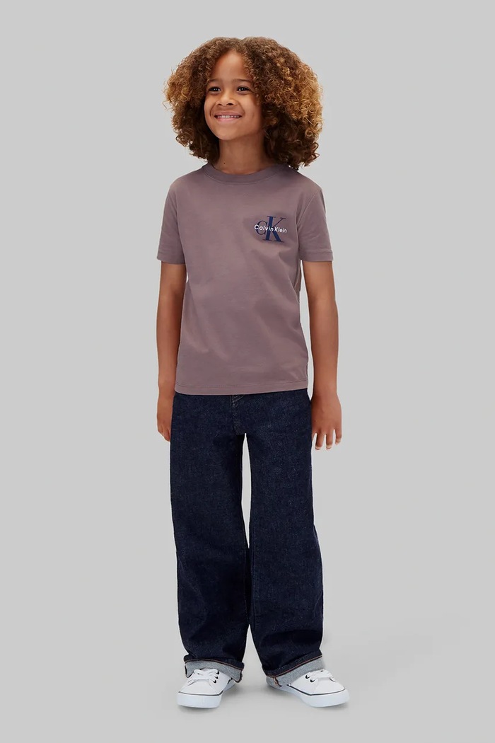 T-shirt dziecięcy bawełniany Calvin Klein Jeans LVCKTJA16U.9BY2 brązowy