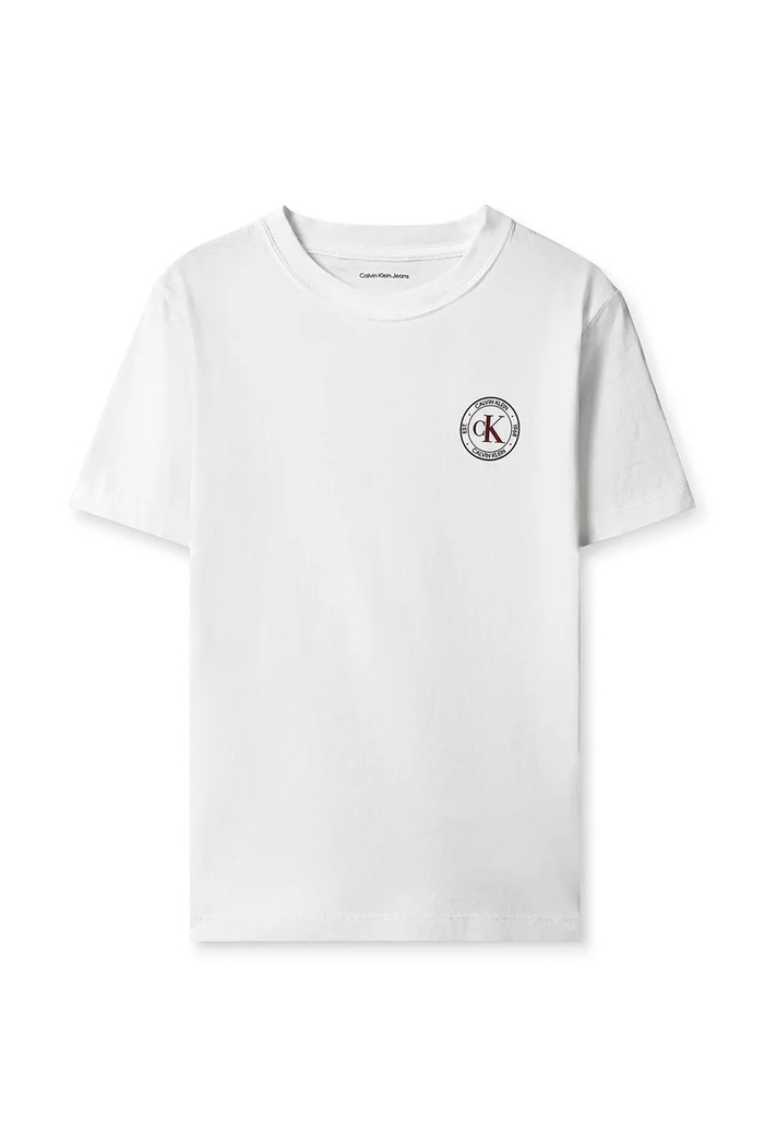 Calvin Klein Jeans T-shirt dziecięcy bawełniany LVCKFJA22B.9BY2 biały AW26