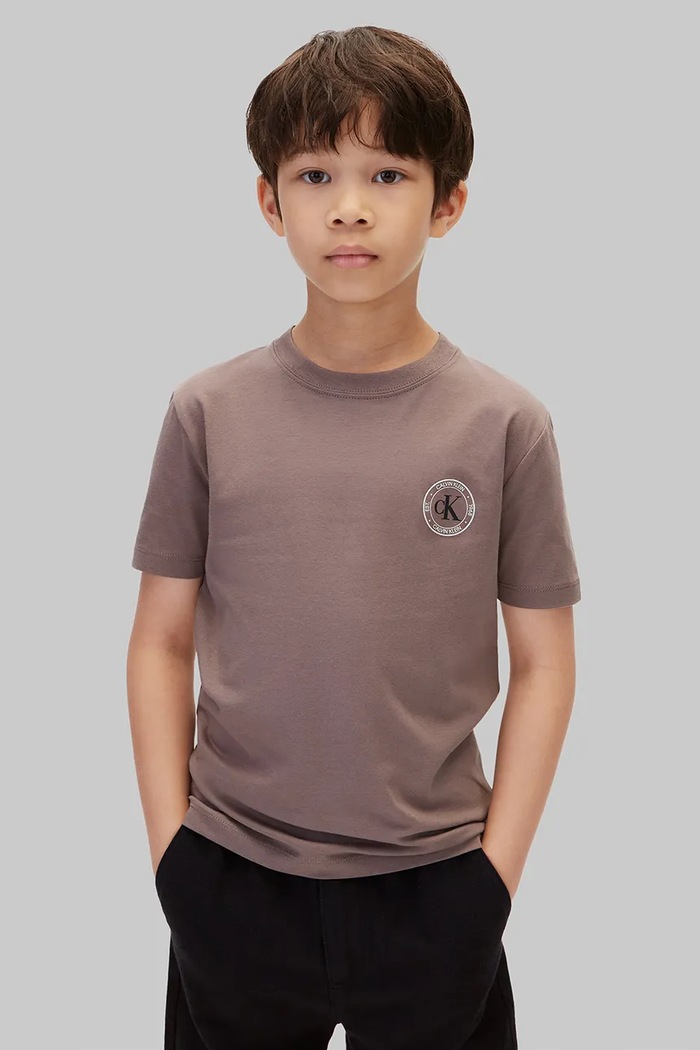 Calvin Klein Jeans T-shirt dziecięcy bawełniany brązowy LVCKFJA22B.9BY2