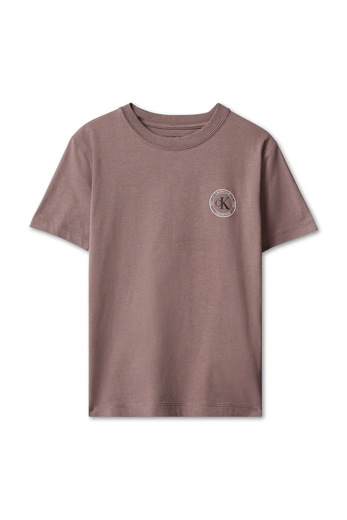 Calvin Klein Jeans T-shirt dziecięcy bawełniany LVCKFJA22B.9BY2 brązowy AW26
