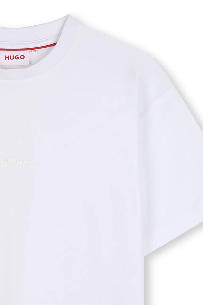 Chłopiec HUGO T-shirt dziecięcy bawełniany G01240.102.108 biały