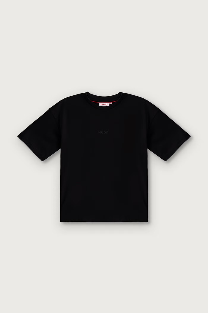 HUGO T-shirt dziecięcy bawełniany G01240.114.150 czarny AW26