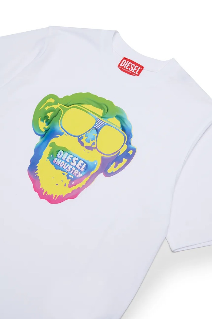 Αγορίστικα Diesel t-shirt παιδικό βαμβακερό TMONKEY OVER T-SHIRT J02996.00YI9 λευκό