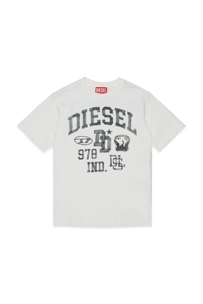 Diesel T-shirt dziecięcy bawełniany TBAND OVER T-SHIRT biały J02993.KYA1Y