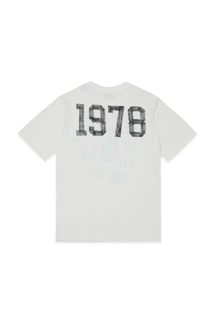 Diesel T-shirt dziecięcy bawełniany TBAND OVER T-SHIRT J02993.KYA1Y biały AW26