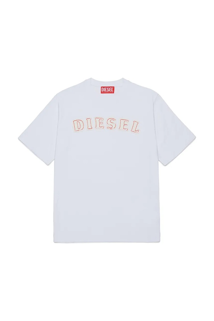 Diesel T-shirt dziecięcy bawełniany TJEANS OVER T-SHIRT biały J02992.KYA1Y