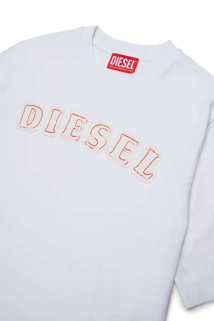 Chłopiec Diesel T-shirt dziecięcy bawełniany TJEANS OVER T-SHIRT J02992.KYA1Y biały