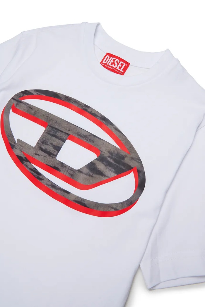 Chłopiec Diesel T-shirt dziecięcy bawełniany TVEL OVER T-SHIRT J02969.KYA1Y biały