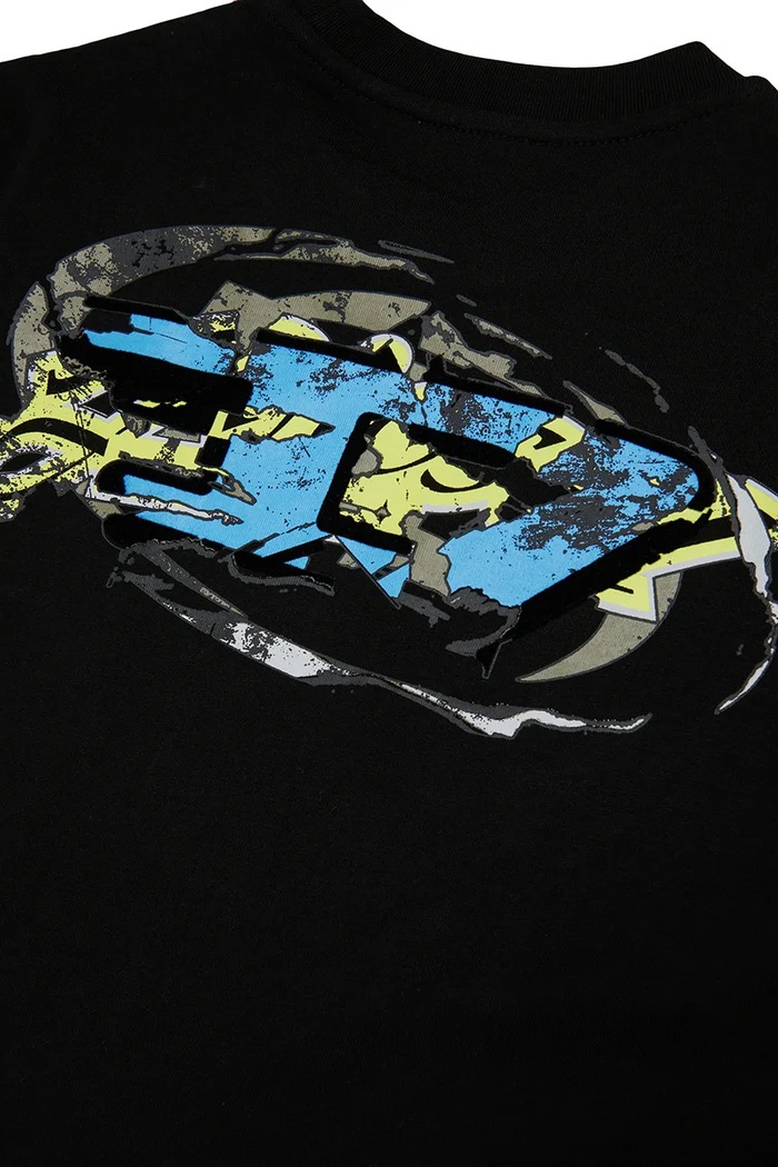 Chłopiec Diesel T-shirt dziecięcy bawełniany TSCRAP OVER T-SHIRT J02968.KYA1Y czarny