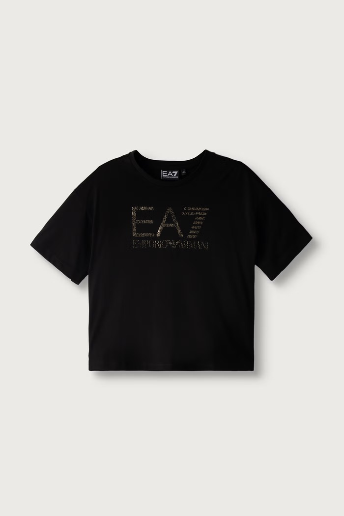 EA7 Emporio Armani T-shirt dziecięcy bawełniany czarny 7G000233.AF12503