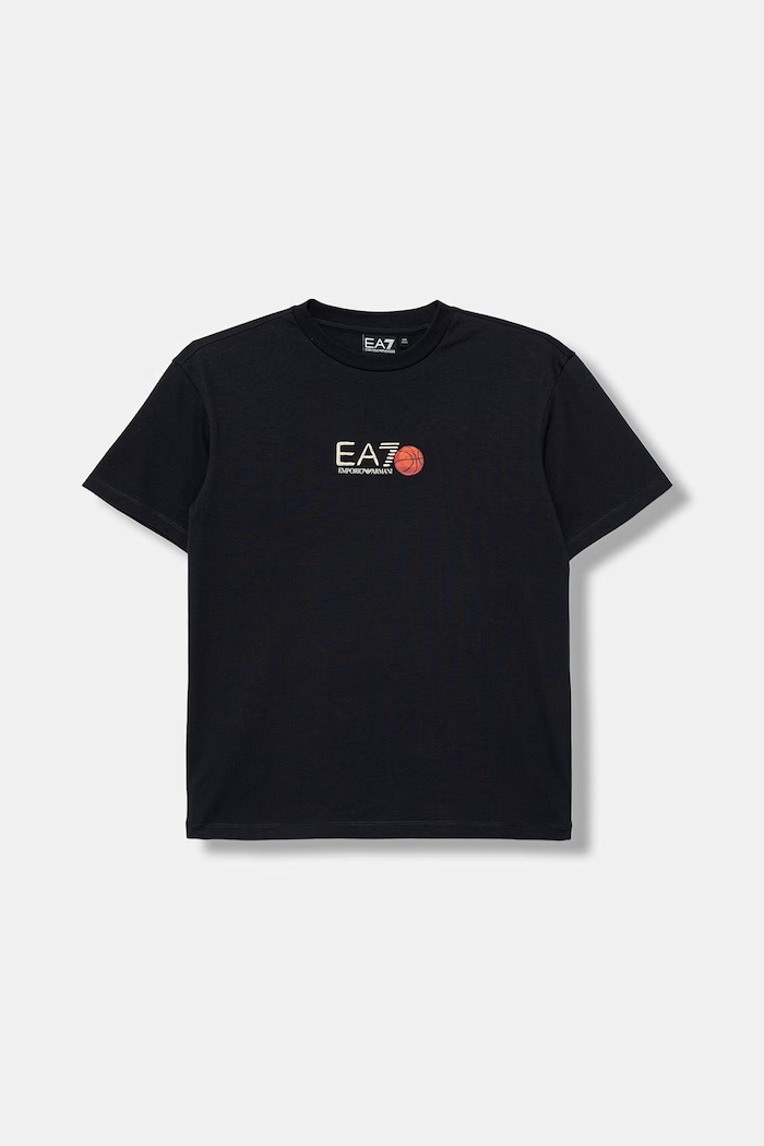 EA7 Emporio Armani T-shirt dziecięcy bawełniany 7B000391.AF12957 granatowy AW26