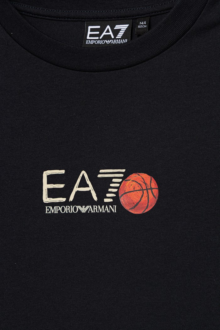 Chłopiec EA7 Emporio Armani T-shirt dziecięcy bawełniany 7B000391.AF12957 granatowy