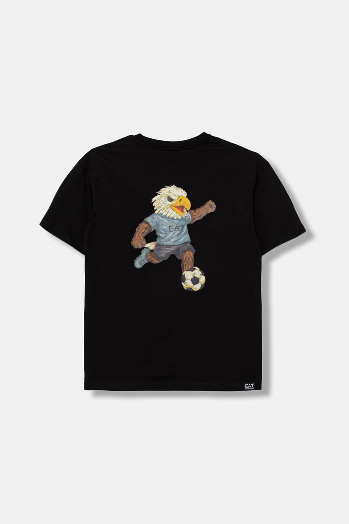 EA7 Emporio Armani T-shirt dziecięcy bawełniany 7B000391.AF12957 czarny AW26