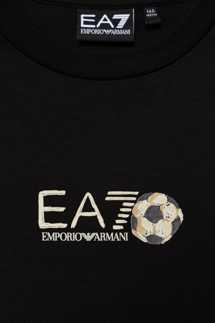 Chłopiec EA7 Emporio Armani T-shirt dziecięcy bawełniany 7B000391.AF12957 czarny