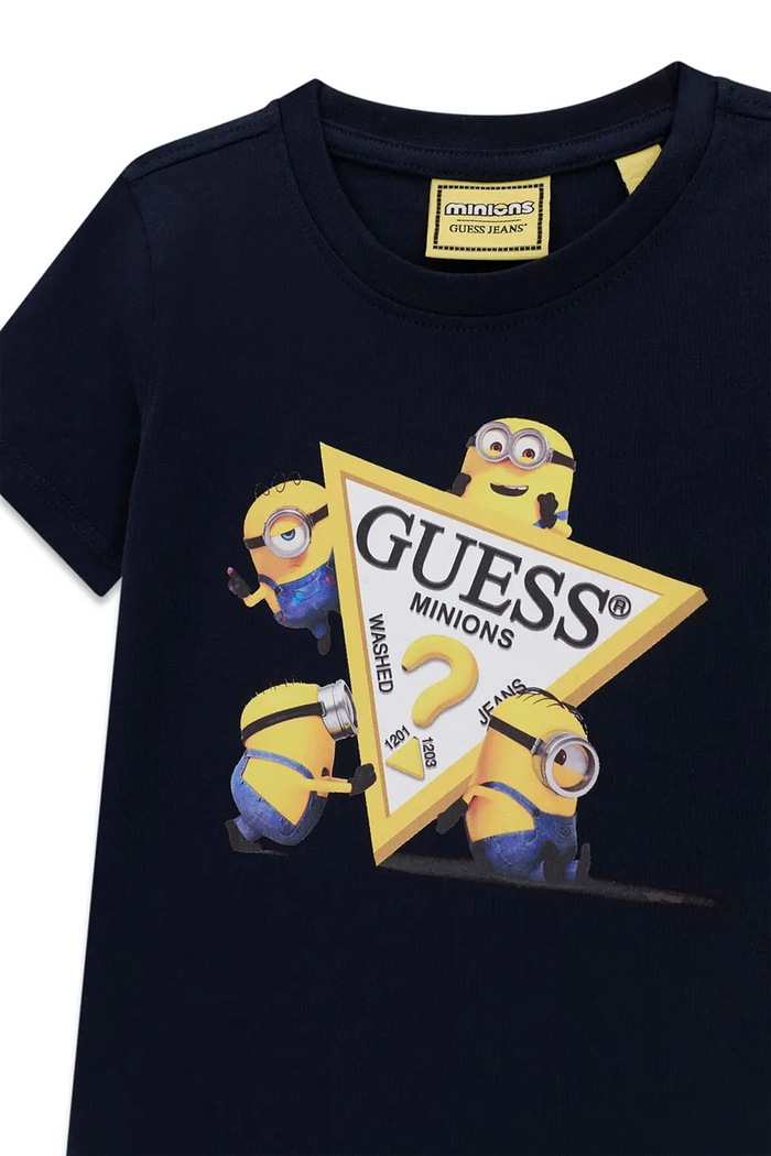 Chłopiec Guess T-shirt dziecięcy bawełniany GJ X MINIONS N6YI28.K6652.9BY2 granatowy
