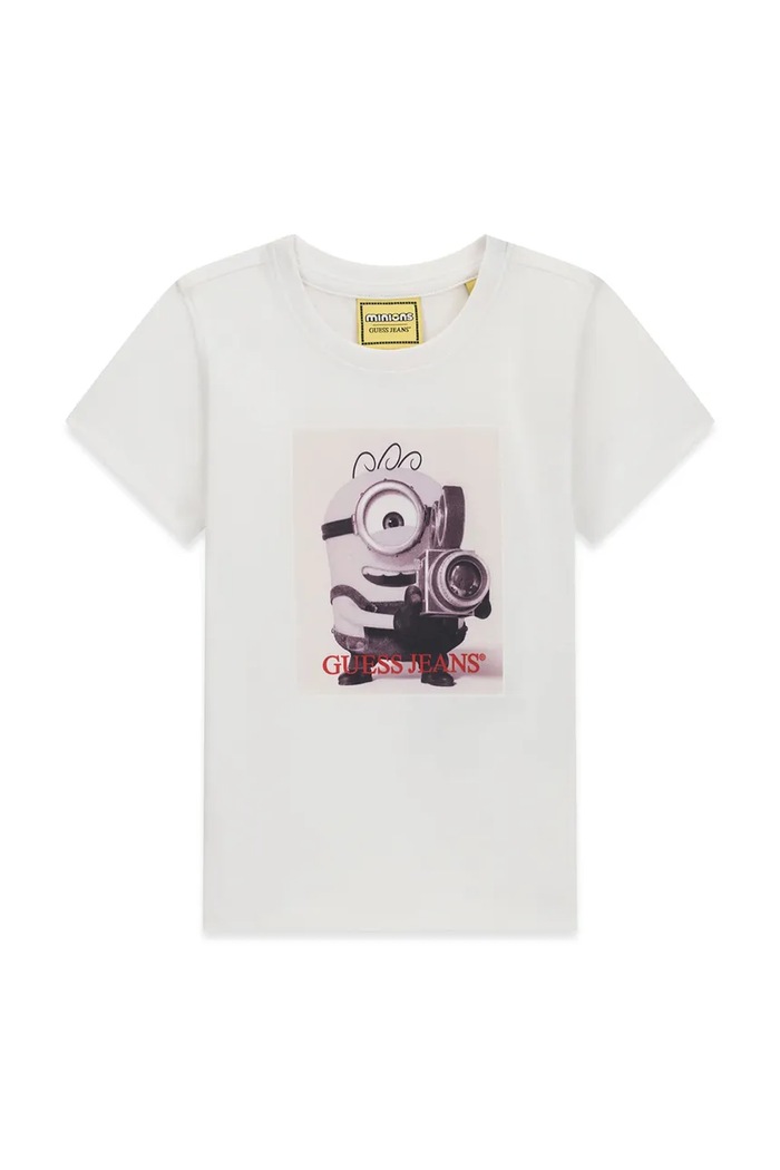 Guess T-shirt dziecięcy bawełniany GJ X MINIONS biały N6YI27.K6651.9BY2