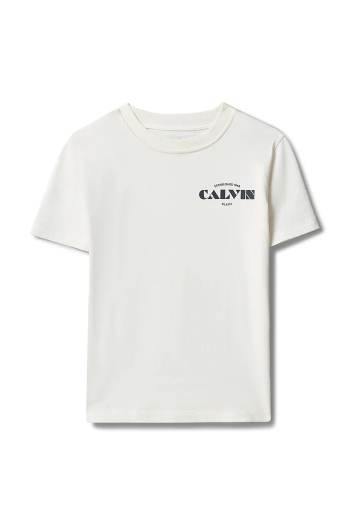Calvin Klein Jeans T-shirt dziecięcy bawełniany LVCKTJA40B.104.122.9BY2 biały AW26