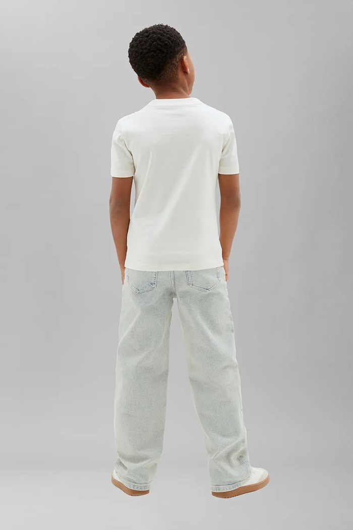 Chłopiec Calvin Klein Jeans T-shirt dziecięcy bawełniany LVCKTJA40B.104.122.9BY2 biały
