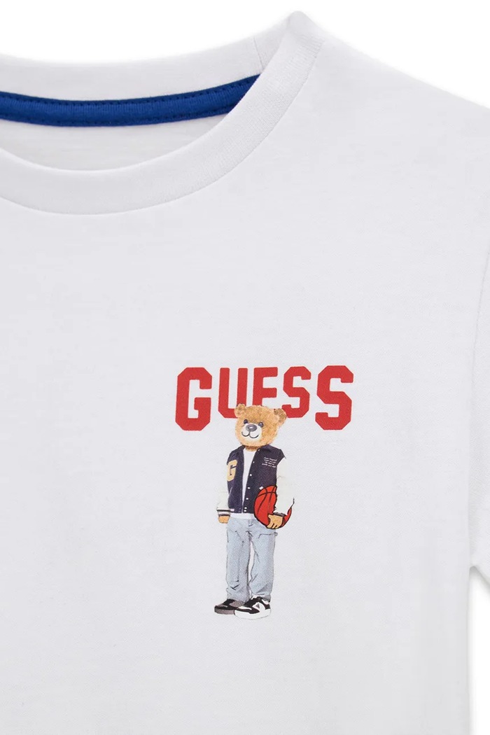 Chłopiec Guess T-shirt dziecięcy bawełniany N6YI23.K3879.9BY2 biały