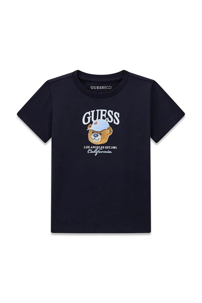 Guess T-shirt dziecięcy bawełniany granatowy N6YI13.K3801.9BY2