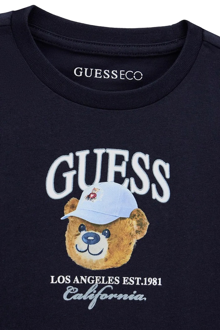 Chłopiec Guess T-shirt dziecięcy bawełniany N6YI13.K3801.9BY2 granatowy