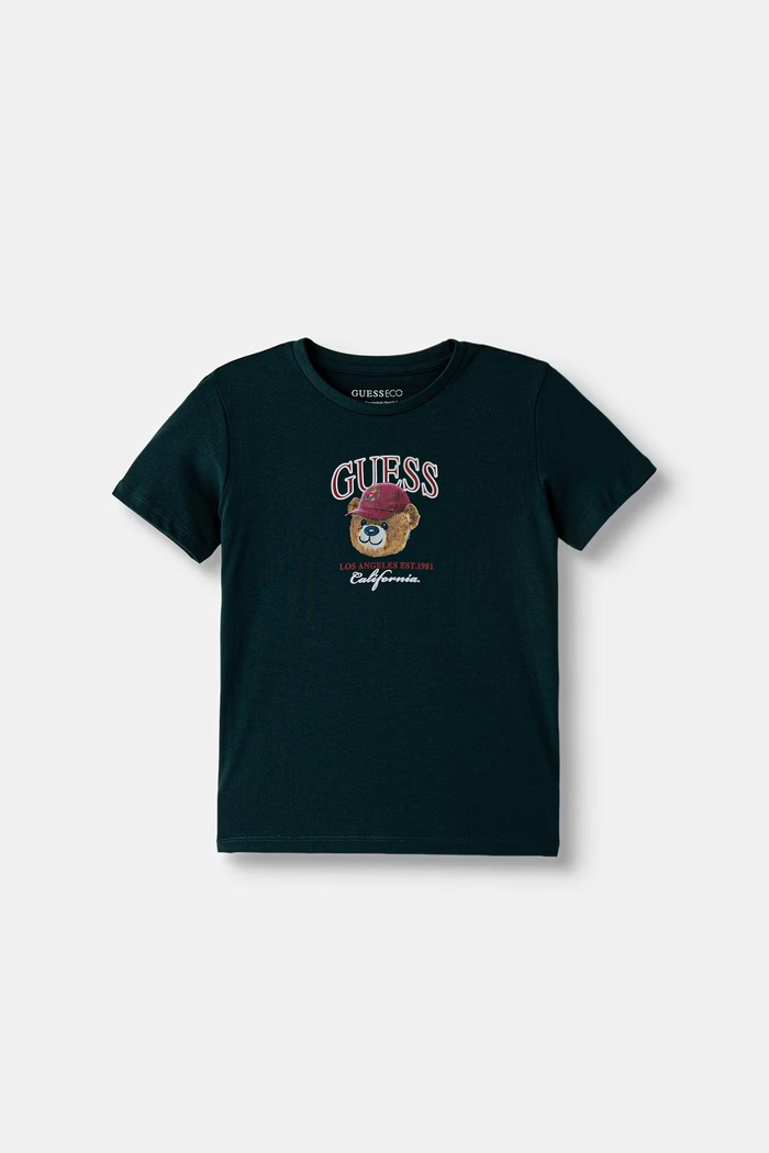 Guess T-shirt dziecięcy bawełniany zielony N6YI13.K3801.9BY2